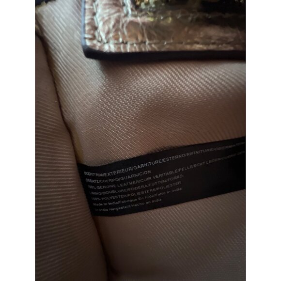 C Wonder by Christian Siriano Woven Leather Clutch Handbag Gold Metallic Party - Picture 7 of 8